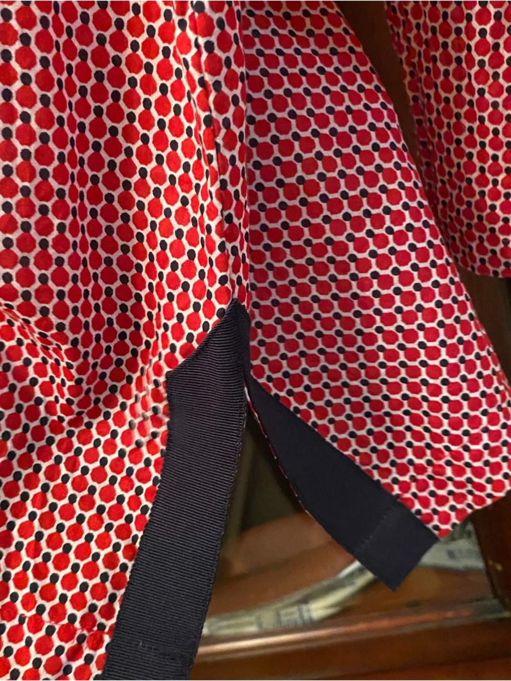 Talbots Red and Navy Printed Tunic with Embroidered Placket - Picture 5 of 7